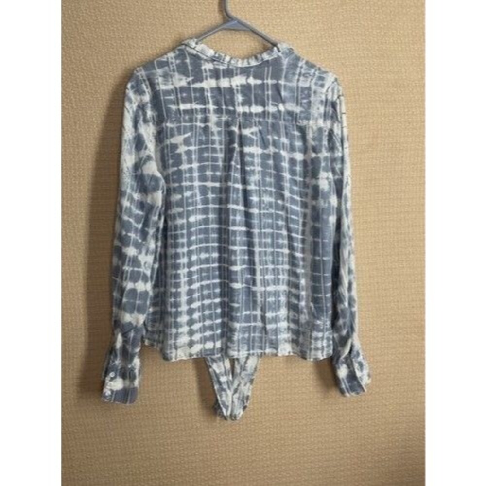 Anthropologie Cloth & Stone Tie Dye Knot Front Button Blouse‎ Shirt Women Size L - Picture 7 of 10